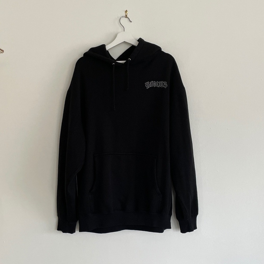 Vintage 90's Homies Lowrider Graphic Hoodie Black Mens Large Style Streetwear - Picture 2 of 12